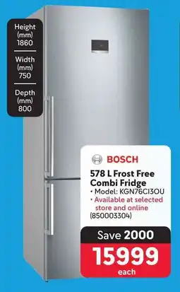 Makro BOSCH 578 L Frost Free Combi Fridge offer