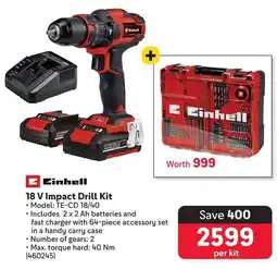 Makro Einhell 18 V Impact Drill Kit offer