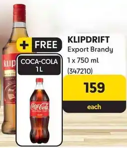 Makro KLIPDRIFT Export Brandy + FREE COCA-COLA 1L offer