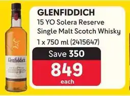 Makro GLENFIDDICH 15 YO Solera Reserve Single Malt Scotch Whisky offer