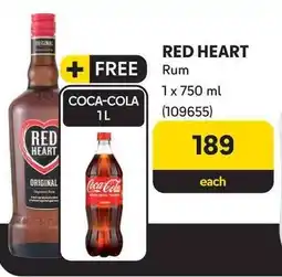 Makro RED HEART Rum + FREE COCA-COLA 1L offer