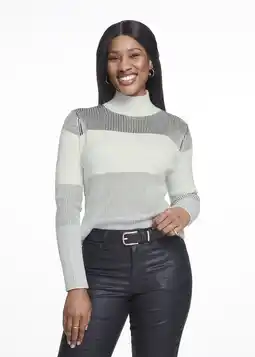 Woolworths Striped Ribbed Turtleneck Jumper offer