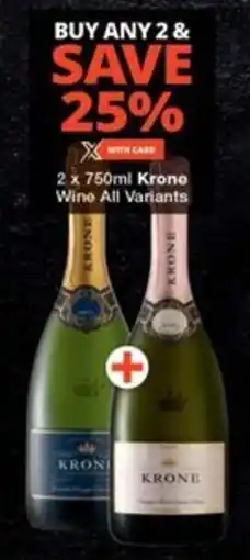 Checkers 2 x 750ml Krone Wine All Variants offer
