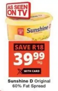 Checkers Sunshine D Original 60% Fat Spread offer