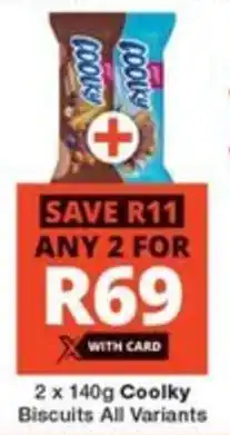 Checkers 2 x 140g Coolky Biscuits All Variants offer
