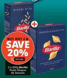 Checkers 2 x 500g Barilla Pasta Shapes All Variants offer