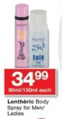 Checkers Lenthéric Body Spray for Men/ Ladies offer