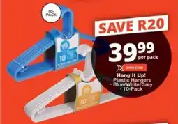 Checkers Hang It Up! Plastic Hangers Blue/White/Grey offer