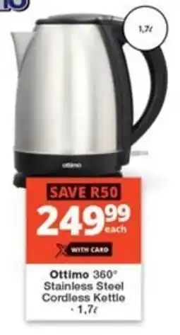 Checkers Ottimo 360° Stainless Steel Cordless Kettle offer