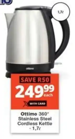 Checkers Ottimo 360° Stainless Steel Cordless Kettle offer