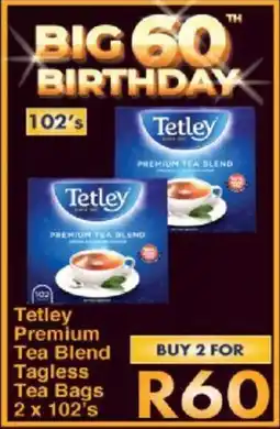 President Hyper Tetley Premium Tea Blend Tagless Tea Bags 2 x 102's offer