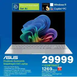 Incredible Connection ASUS Vivobook Qualcomm Snapdragon X1E Laptop offer