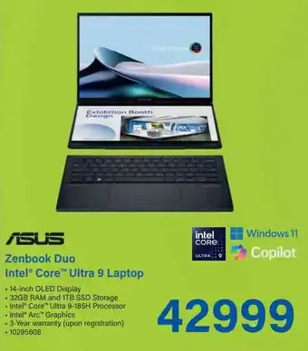 Incredible Connection ASUS Zenbook Duo Intel Core Ultra 9 Laptop offer