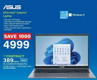 Incredible Connection ASUS X515 Intel Celeron Laptop offer