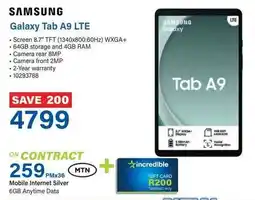 Incredible Connection SAMSUNG Galaxy Tab A9 LTE offer