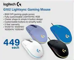 Incredible Connection G102 Lightsync Gaming Mouse offer
