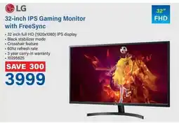 Incredible Connection LG 32-inch IPS Gaming Monitor with FreeSync offer