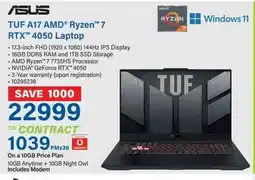 Incredible Connection ASUS TUF A17 AMD Ryzen 7 RTX 4050 Laptop offer