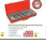 35 Piece 9.5mm (3/8") Dr SAE/Imperial Socket & Wrench Set