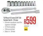 Builders Warehouse 12 Piece 9.5mm (3/5") Dr Socket Set 8-19mm offer