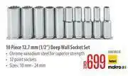 Builders Warehouse 10 Piece 12.7mm (1/2") Deep Wall Socket Set offer