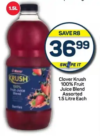 Pick n Pay Clover Krush 100% Fruit Juice Blend Assorted 1.5 Litre Each offer