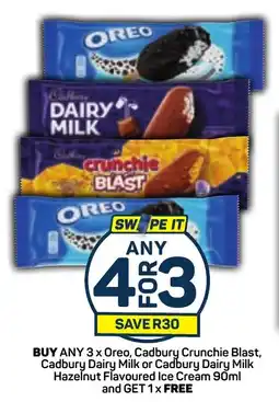 Pick n Pay BUY ANY Oreo, Cadbury Crunchie Blast, Cadbury Dairy Milk or Cadbury Dairy Milk Hazelnut Flavoured Ice Cream and GET 1 x FREE offer