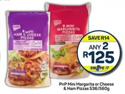 Pick n Pay PnP Mini Margarita or Cheese & Ham Pizzas 536/560g offer