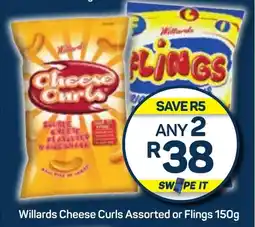 Pick n Pay Willards Cheese Curls Assorted or Flings 150g offer