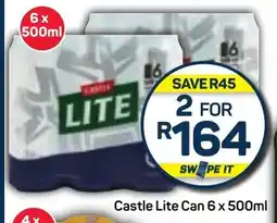 Pick n Pay Castle Lite Can 6 x 500ml offer