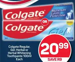 Pick n Pay Colgate Regular, Gel, Herbal or Herbal Whitening Toothpaste 100ml Each offer