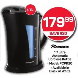 Pick n Pay Pineware 1.7 Litre Automatic Cordless Kettle offer