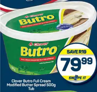 Pick n Pay Clover Butro Full Cream Modified Butter Spread 500g Tub offer