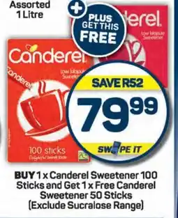 Pick n Pay BUY 1x Canderel Sweetener 100 Sticks and Get 1x Free Canderel Sweetener 50 Sticks (Exclude Sucralose Range) offer