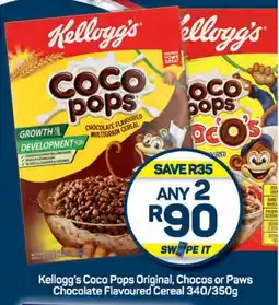 Pick n Pay Kellogg's Coco Pops Original, Chocos or Paws Chocolate Flavoured Cereal 340/350g offer