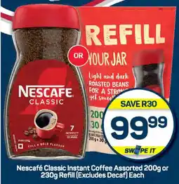 Pick n Pay Nescafé Classic Instant Coffee Assorted 200g or 230g Refill (Excludes Decaf) Each offer