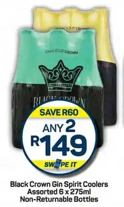 Pick n Pay Black Crown Gin Spirit Coolers Assorted 6x275ml Non-Returnable Bottles offer