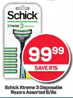 Pick n Pay Schick Xtreme 3 Disposable Razors Assorted 6/8s offer