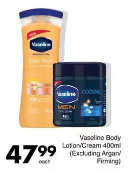 Save Vaseline Body Lotion/Cream 400ml (Excluding Argan/ Firming) offer
