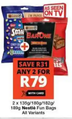 Checkers 2 x 135g/180g/182g/ 189g Nestlé Fun Bags All Variants offer