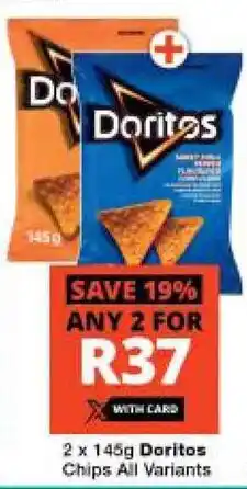 Checkers 2 x 145g Doritos Chips All Variants offer