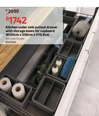 Leroy Merlin Kitchen under sink pullout drawer with storage boxes for cupboard w120cm x d56cm x h76.8cm offer