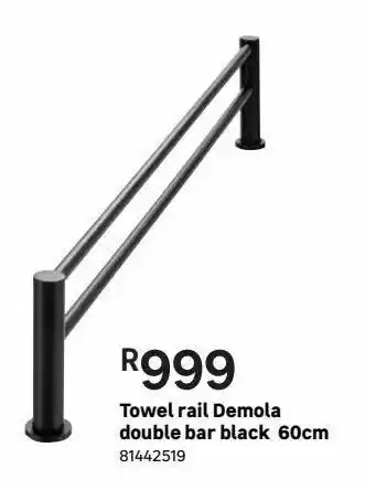 Leroy Merlin Towel rail demola double bar blck 60cm offer