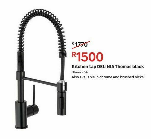 Kitchen tap delinia thomas black offer at Leroy Merlin
