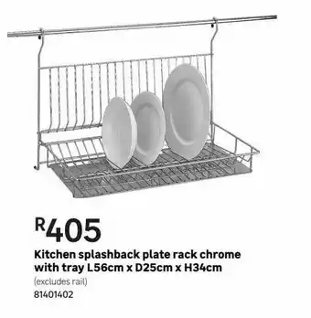 Leroy Merlin Kitchen splashback plate rack chrome with tray l56cm x d25cm x h34cm offer