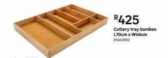 Leroy Merlin Cuterly tray bamboo l70cm x w46cm offer
