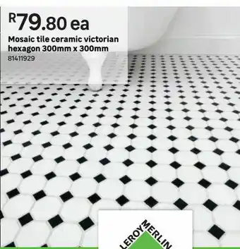 Leroy Merlin Mosaic tile ceramic victorian hexagon 300mm x 300mm offer