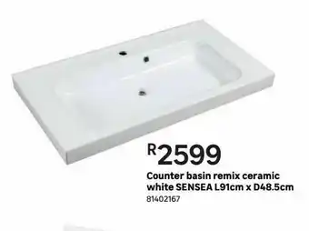 Leroy Merlin Counter basin remix ceramic white sensea l91cm x d48.5cm offer