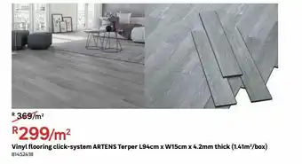 Vinyl flooring click-system artens treper l94cm x w15cm x 4.2mm thick (1.41m2/box)
