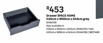 Drawer space home h20cm x w60cm x d45cm grey